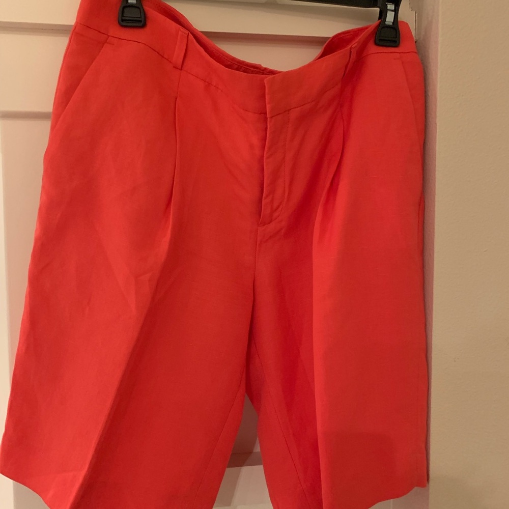 Banana Republic orange relaxed linen shorts 8